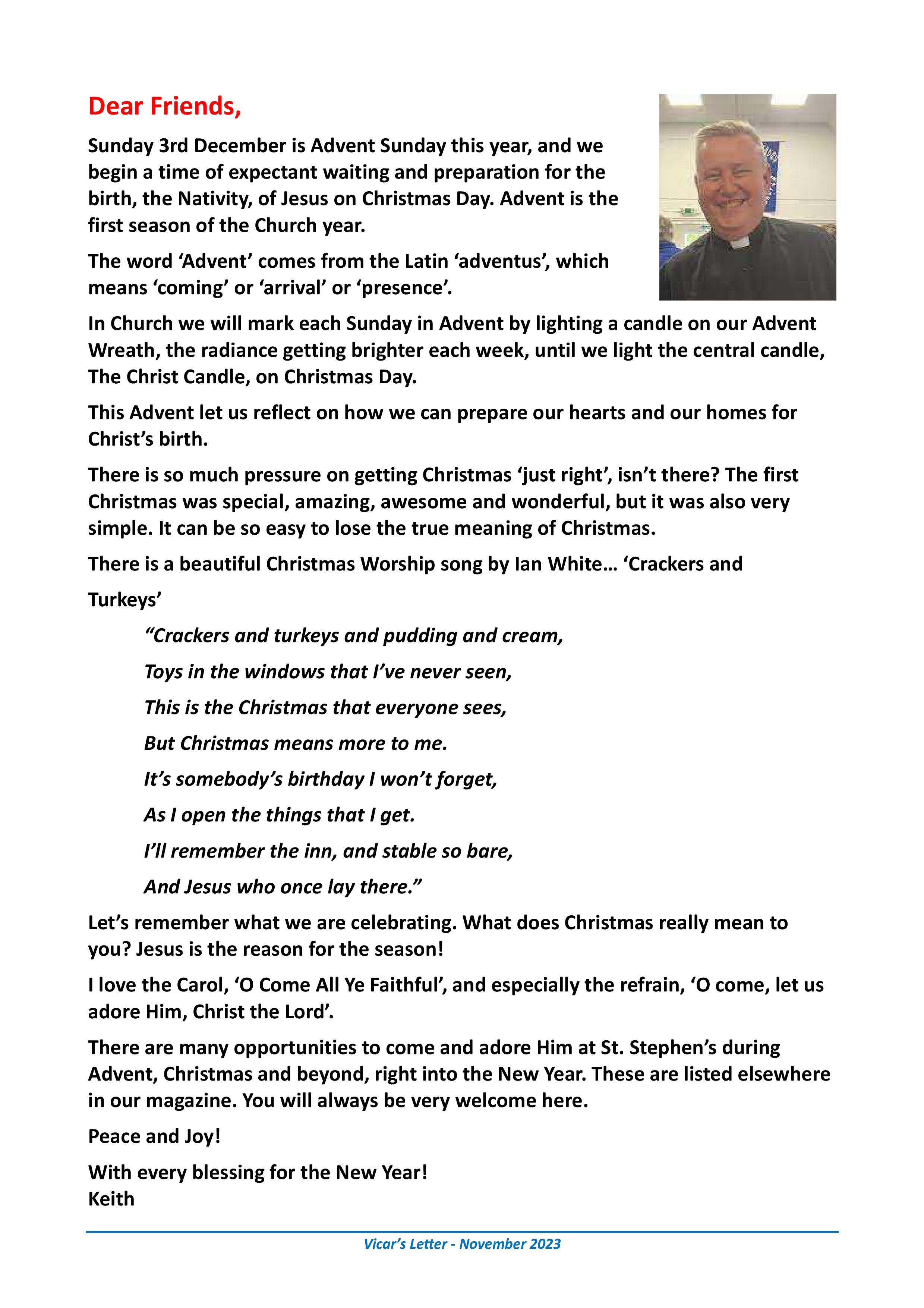 Vicar's Letter - January 2024